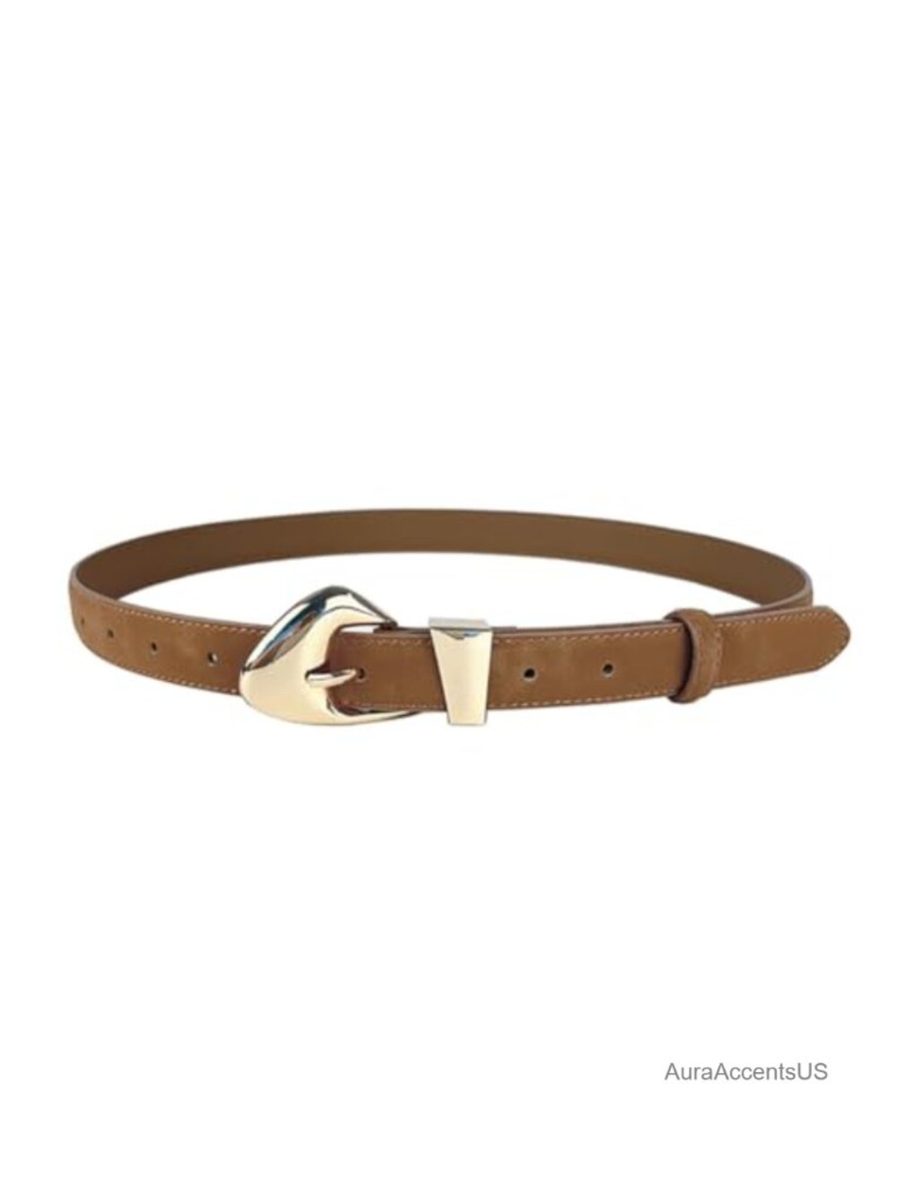 Women's Suede Leather Belt with Gold Buckle for Jeans & Dresses